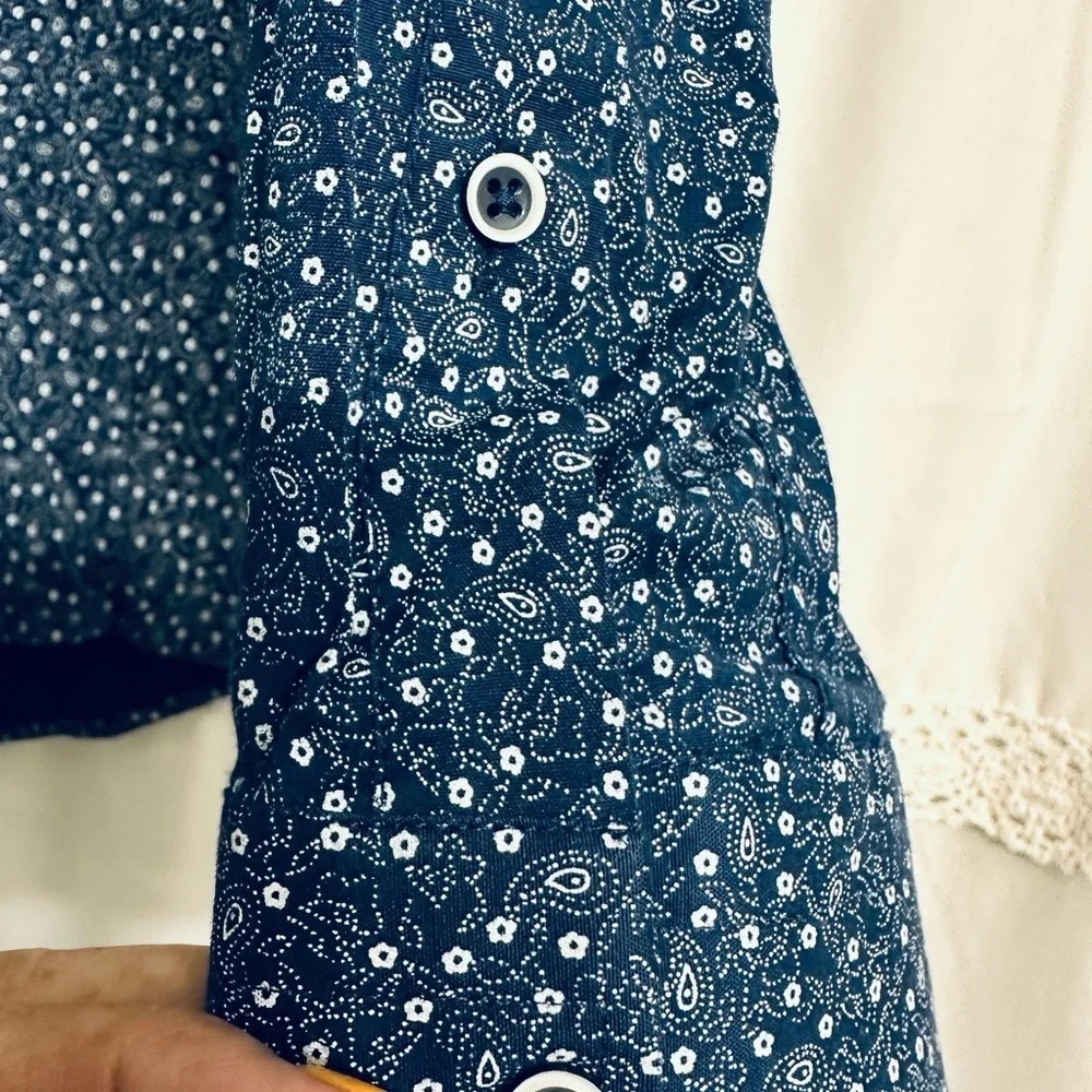 Guide London Premium Range Button Down Men Long Sleeves Shirts Blue Size S